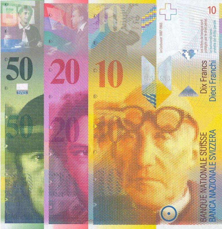 Old Swiss Franc Banknotes
