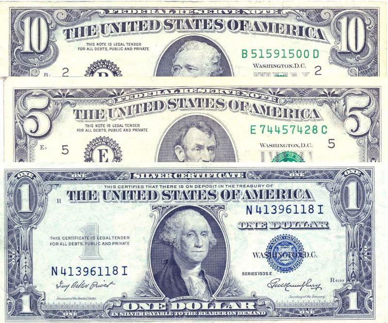 Old United States Dollar Banknotes