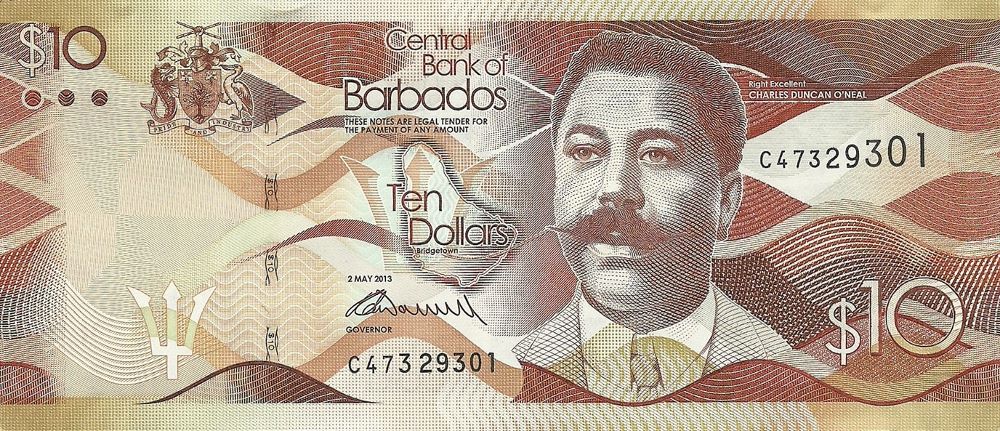 Barbadian 10 Dollar New Note