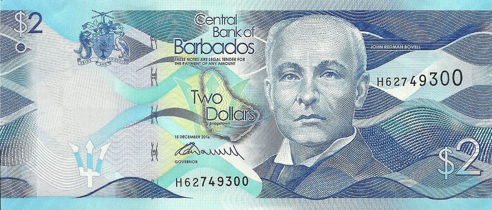 Barbadian 2 Dollar New Note