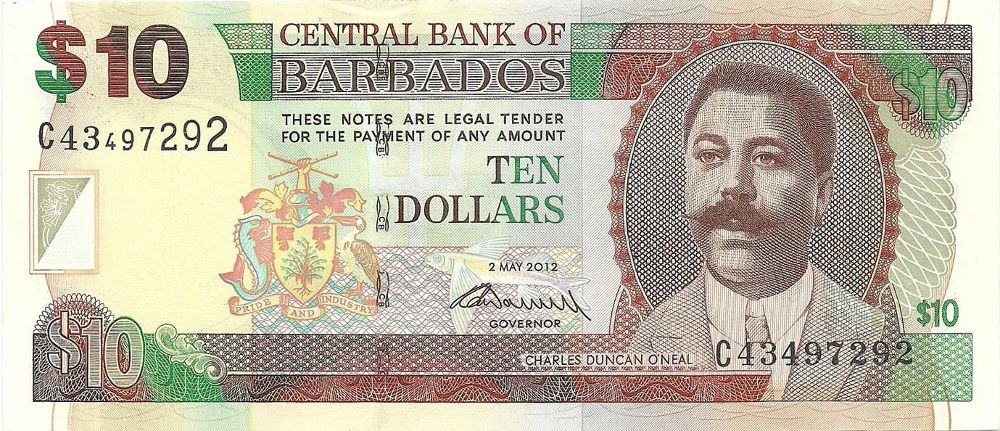 Barbadian 10 Dollar Old Note