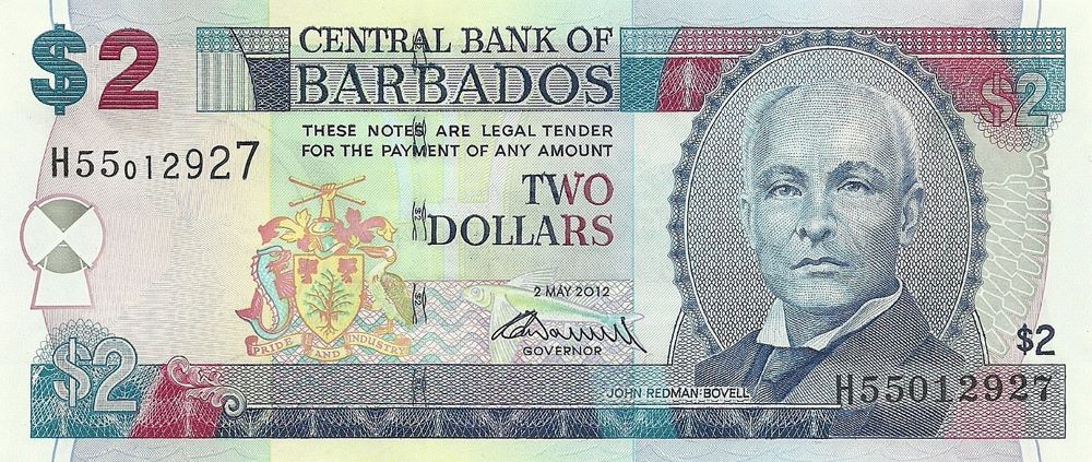 Barbadian 2 Dollar Old Note