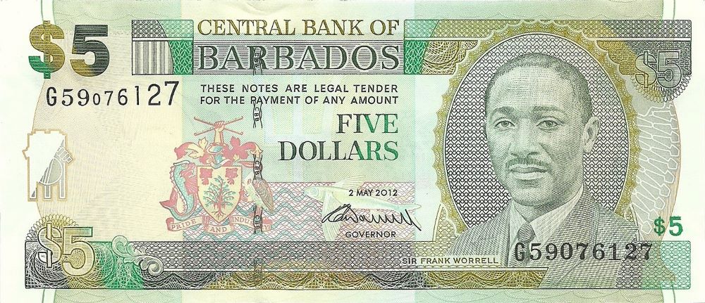 Barbadian 5 Dollar Old Note