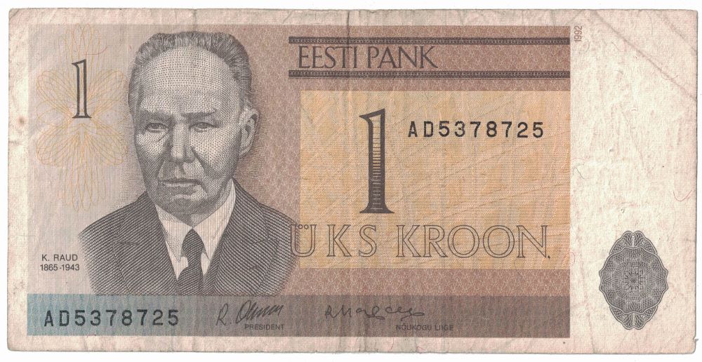 Estonian 1 Kroon Old Note