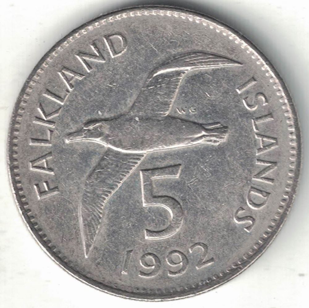 Falklands 5 Pence Old Coin