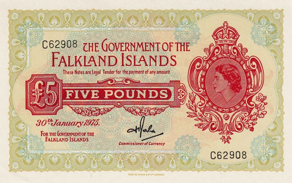 Falklands 5 Pound Old Note