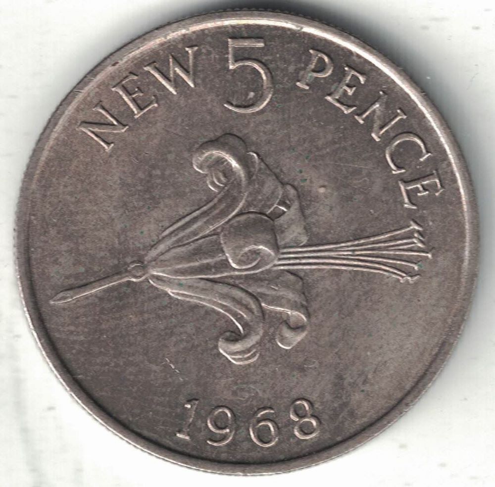 Guernsey 5 Pence Old Coin