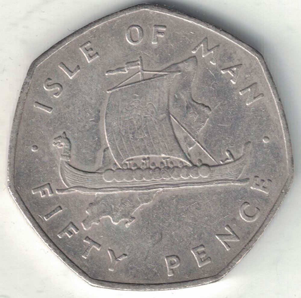 Isle of Man 50 Pence Old Coin