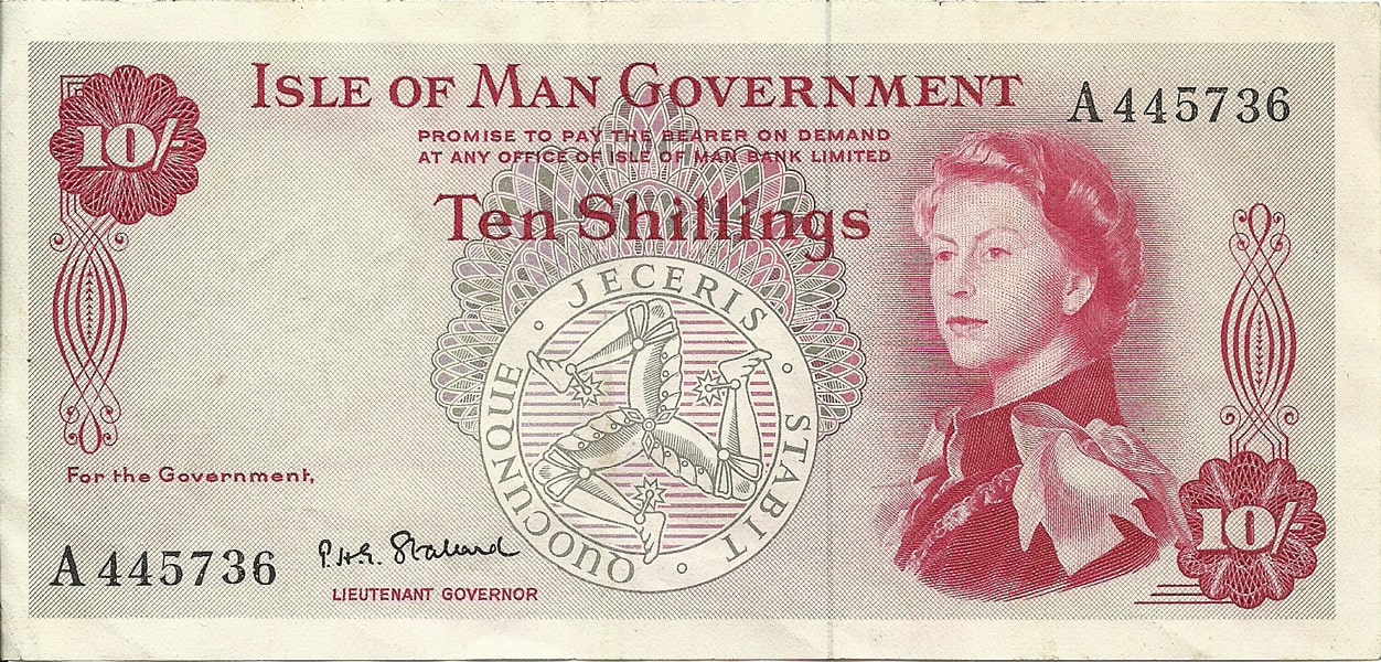 Isle of Man 10 Shillings Old Note