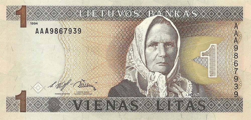 Lithuanian 1 Litas Old Note