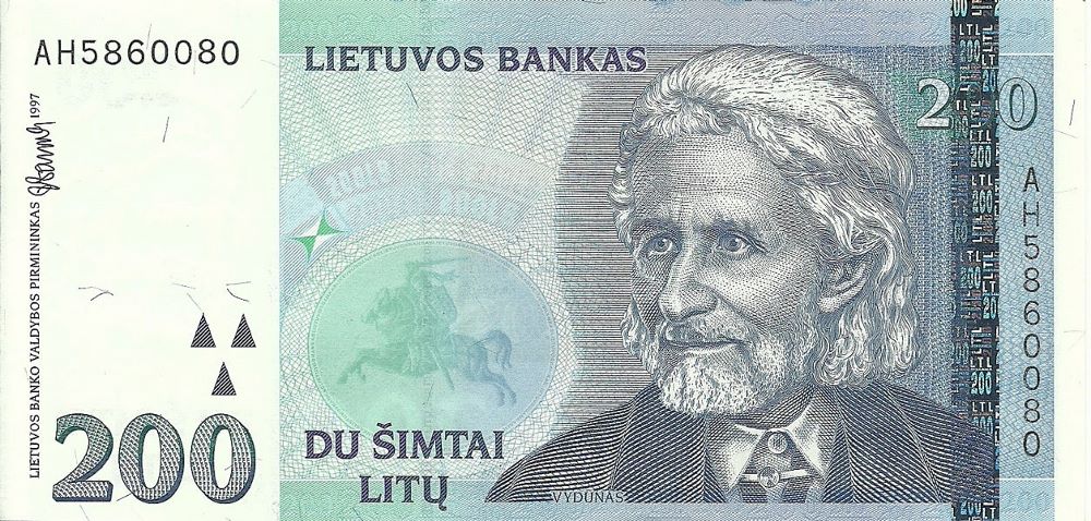 Lithuanian 200 Litu Old Note