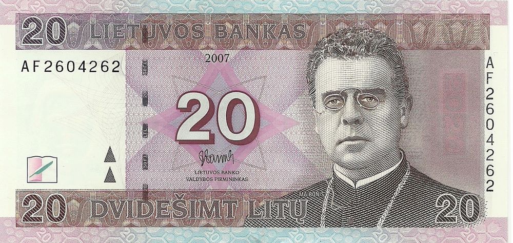 Lithuanian 20 Litu Old Note