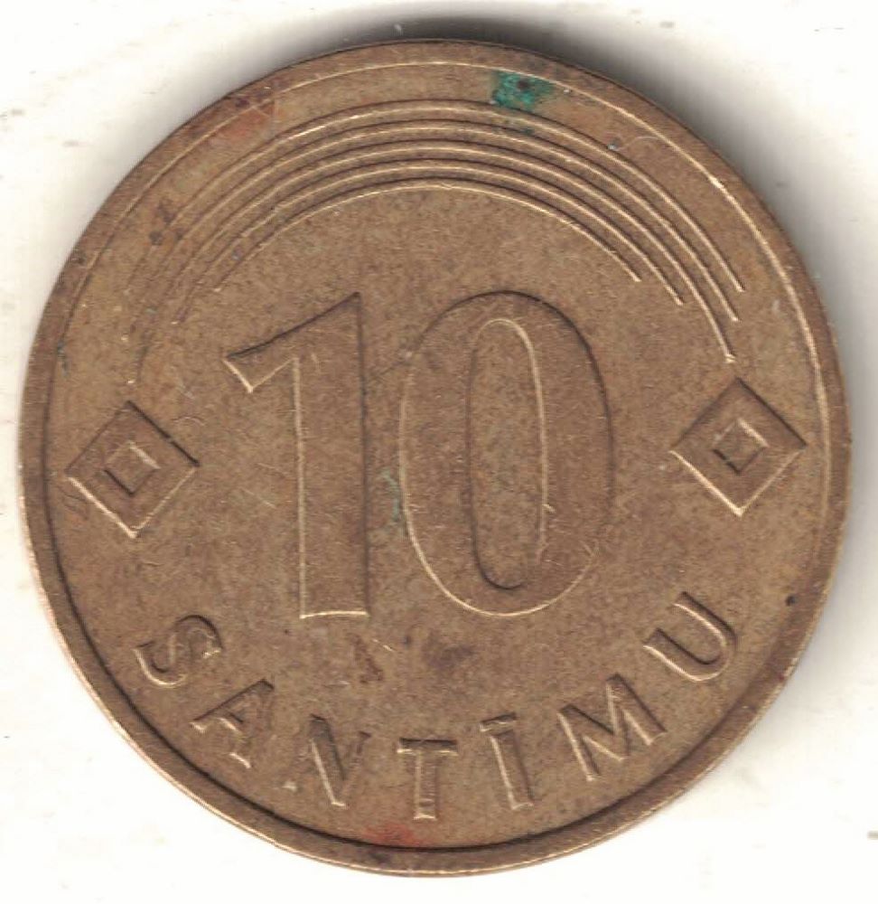 Latvian 10 Santimu Old Coin