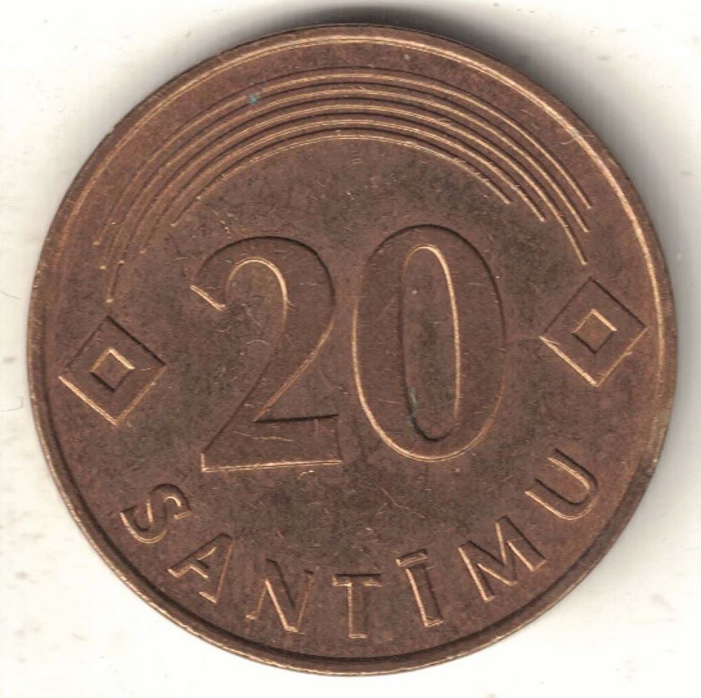 Latvian 20 Santimu Old Coin