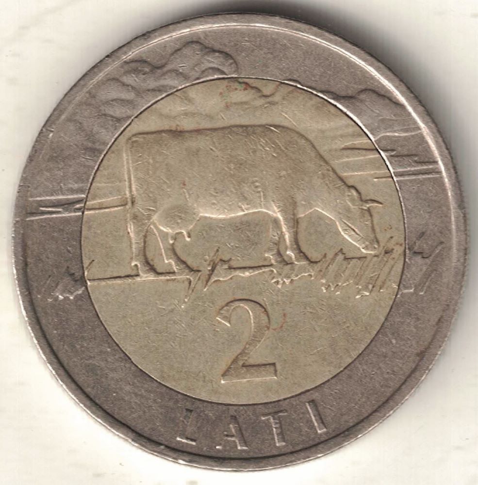 Latvian 2 Lati Old Coin