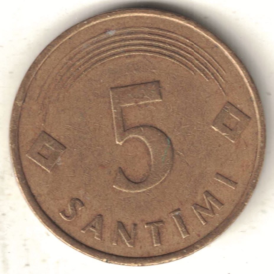 Latvian 5 Santimi Old Coin