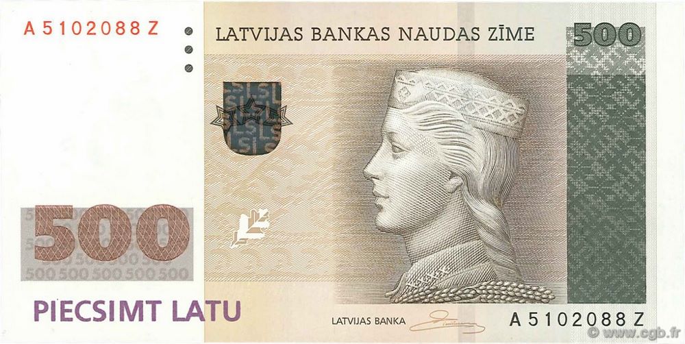 Latvian 500 Latu Old Note