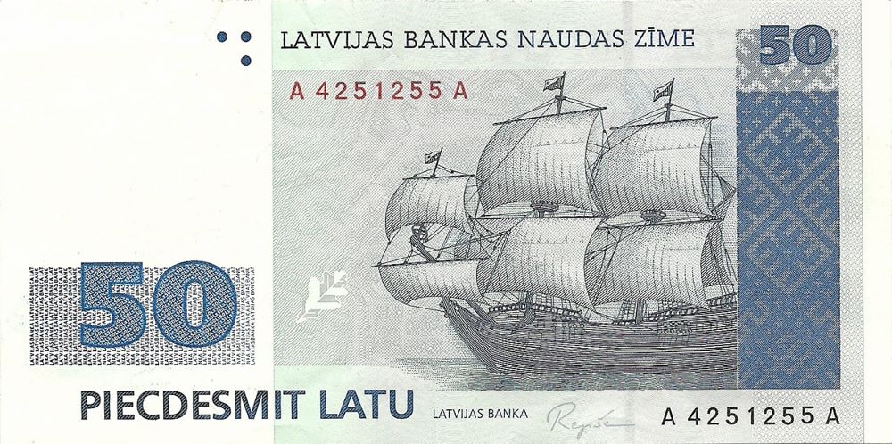 Latvian 50 Latu Old Note