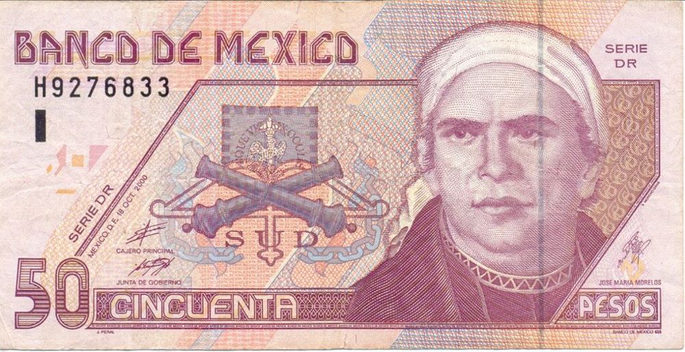 Mexican 50 Pesos Old Note