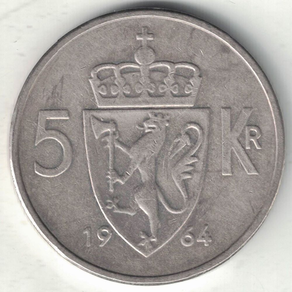 Norwegian 5 Kroner Old Coin