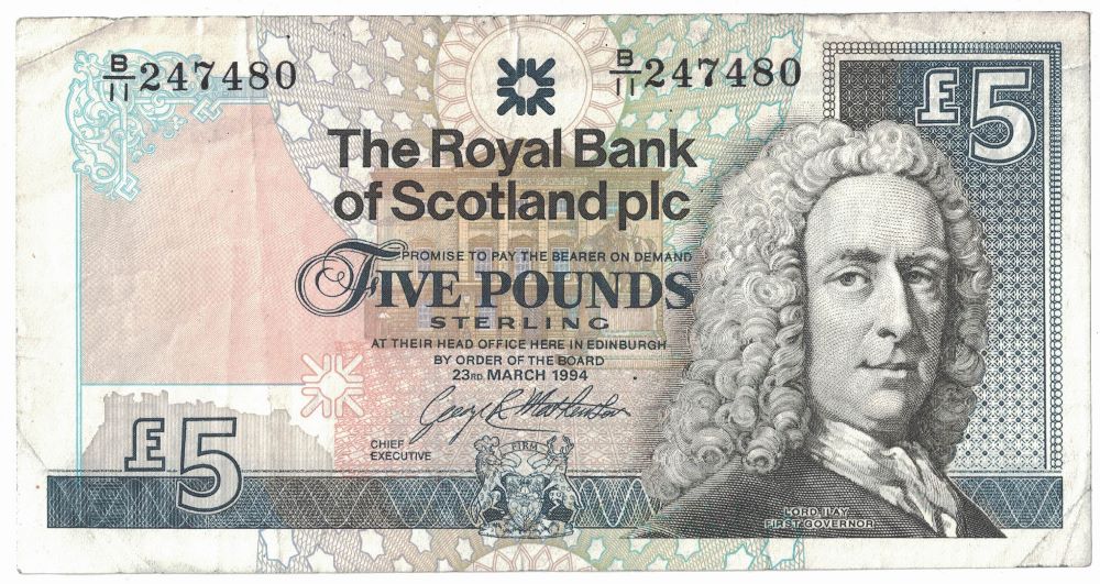 Scottish 5 Pound Old Note