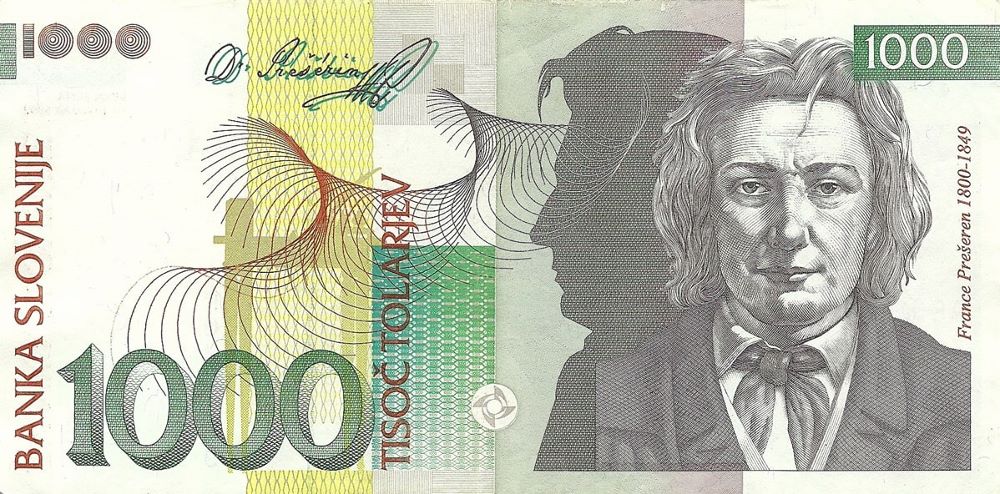 Slovenian 1000 Tolar Old Note