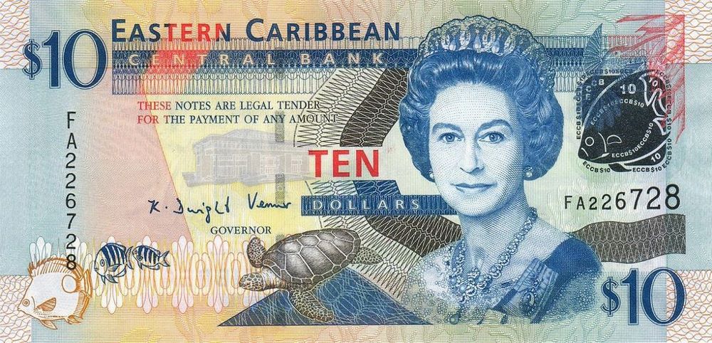 East Caribbean 10 Dollar Old Note