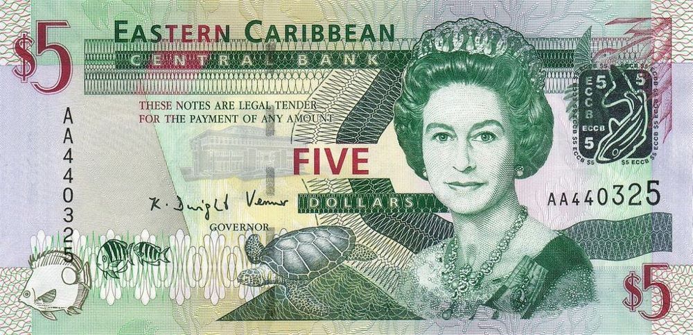 East Caribbean 5 Dollar Old Note